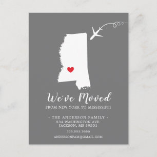 Postale Annonce de déménagement État MISSISSIPPI Carte pos