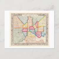 Antique 1867 Carte de Baltimore, Maryland,