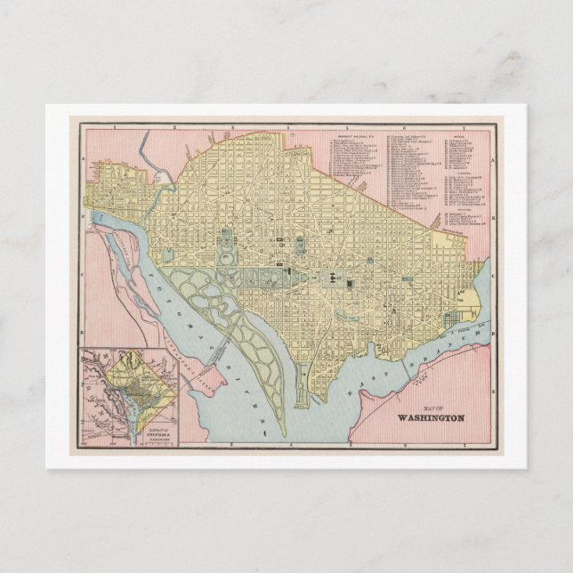 Postale Antique 1899 Carte de Washington, DC, (Devant)