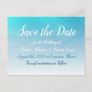 Postale Aqua Blue Crackle Enregistrer la date Carte postal