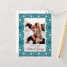 Aquamarine PHOTO Mariage Enregistrer la date Carte