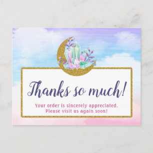 Postale Aquarelle cristaux et Carte de remerciements de lu