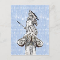 Aquarelle croquis de la Statue d'Athena Carte post