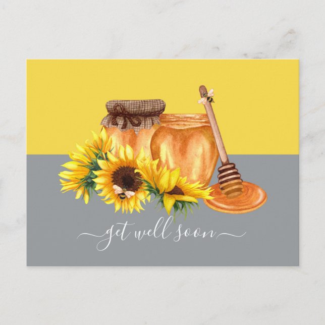 Postale Aquarelle Miel Encore Vie Obtenez Bien Carte Posta (Devant)
