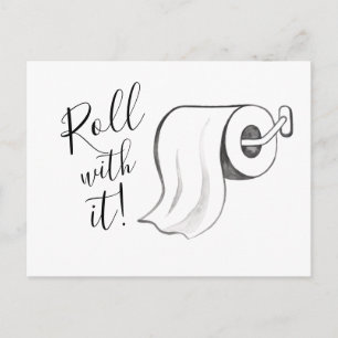 Postale Aquarelle Rouleau avec elle Carte Postponte