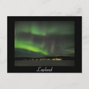 Postale Aurora borealis dans le ciel noir texte carte post