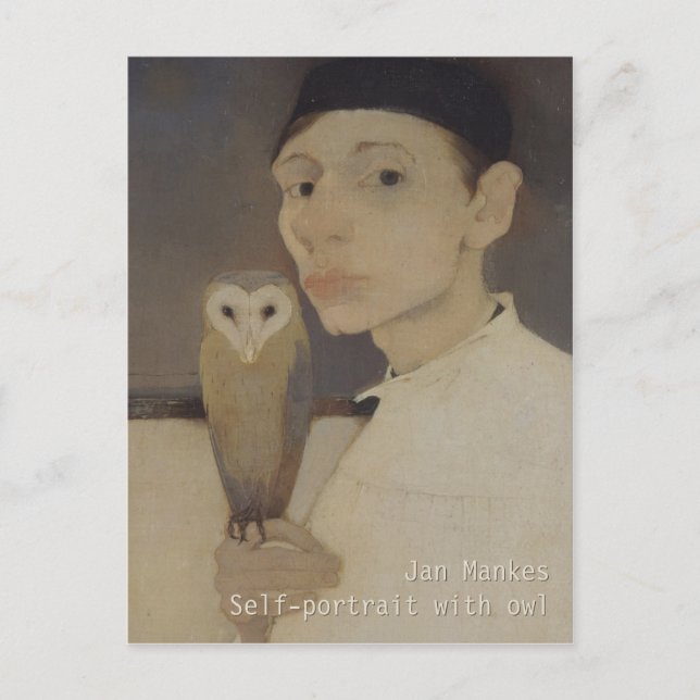 Postale Auto-portrait Jan Mankes avec owl CC0687 Carte pos (Devant)