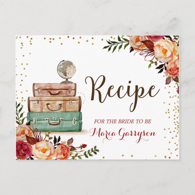 Postale Automne Rouge Marsala Voyage Thème Recette Carte (Devant)