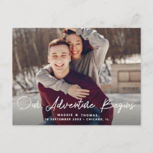 Postale AVENTURE COMMENCE enregistrer la date carte post