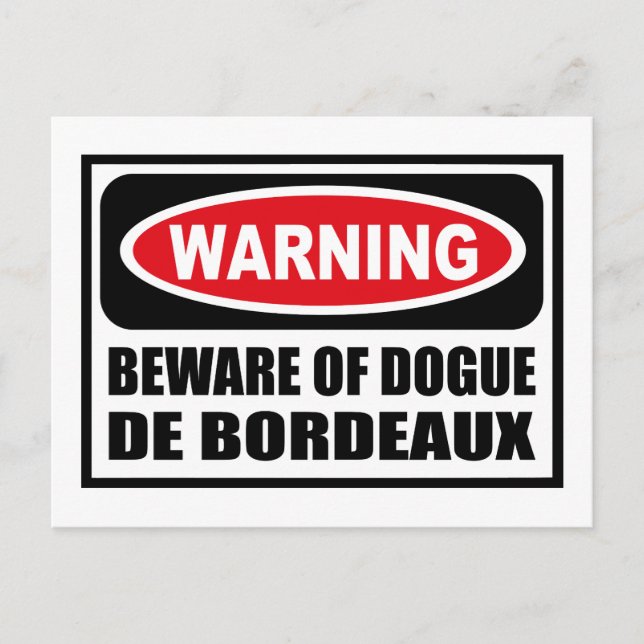 Postale Avertissement MÉFIQUE DE DOGUE DE BORDEAUX Carte p (Devant)