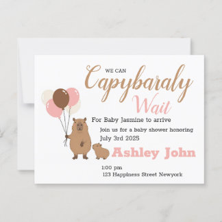 Postale Baby shower Capybara honorant l'invitation | carte