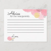 Baby shower de bulles roses - Carte de conseil