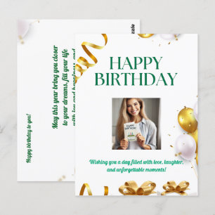 Postale Balloons d'or Carte d'anniversaire avec cadeaux et