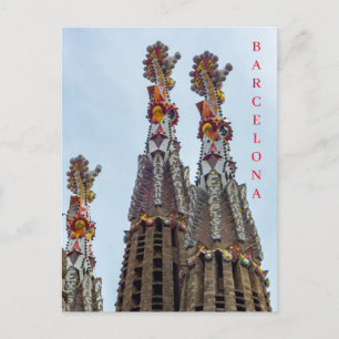 Postale Barcelona Sagrada Familia steeples voir carte post