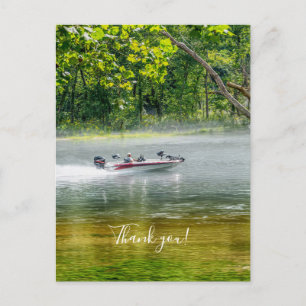 Postale Bateau de pêche en mouvement Carte de remerciement