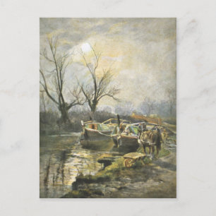 Postale Bateaux du canal au coucher du soleil carte postal