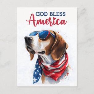 Postale Beagle Patriotique, Dieu Bénisse l'Amérique Carte