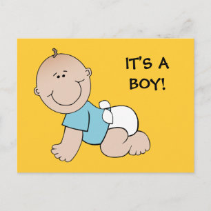Postale Bébé garçon rampant, C'EST UN GARÇON ! carte posta