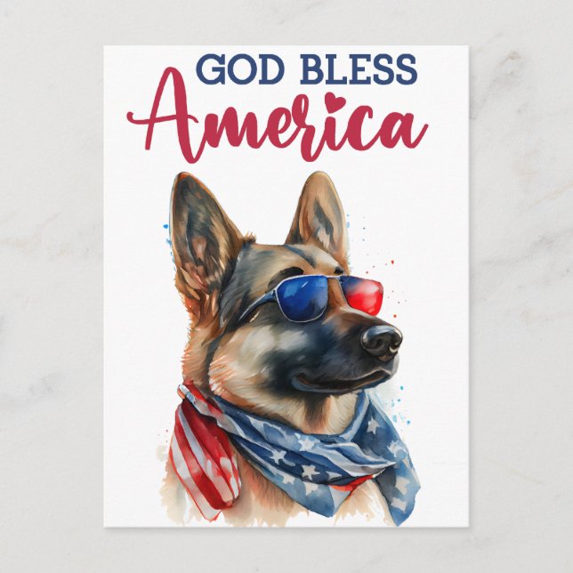Postale Berger Allemand, Dieu Bénisse l'Amérique Carte Pos (Devant)