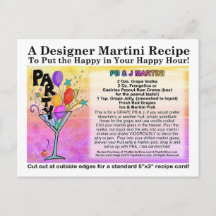 Postale Beurre d'arachide et gelée, PB&J, carte à recette