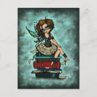 Bibliothèque Fairy Wings Imaginaire Art Carte post
