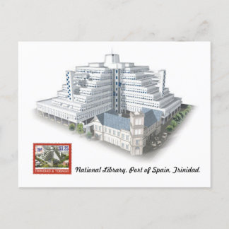 Postale Bibliothèque nationale, Port d'Espagne, Carte post