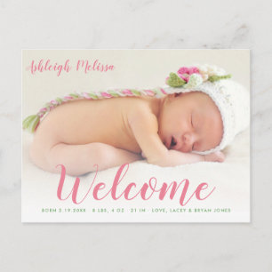 Postale BIENVENUE    nouveau carte photo de bébé faire-par
