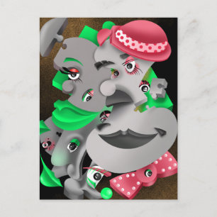 Postale Bits et pièces - Surreal Puzzle faces Carte postal