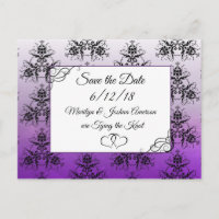 Black Purpl Mariage damassé Enregistrer la carte p