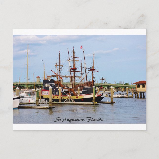 Postale Black Raven Ship St.Augustine, Floride Carte posta (Devant)