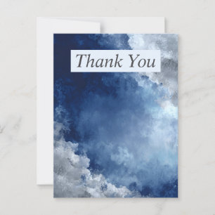 Postale Bleu foncé et gris Abstrait Carte de remerciements