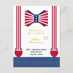 Postale Bleu Rouge Bleu 4 Juillet Carte de remerciements B