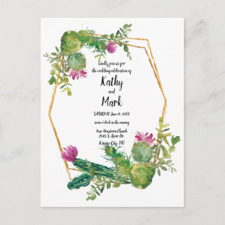 Postale Blooming Desert Cactus Wedding Inviter Carte Posta