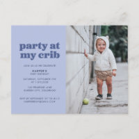 Blue Party à My Crib 1er Anniversaire Carte postal