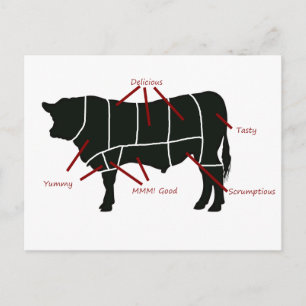 Postale Boeuf Boucher Carte - Boeuf délicieux et savoureux