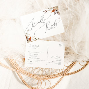 Postale Boho Automne Fleur Sauvage   Carte de réponse RSVP