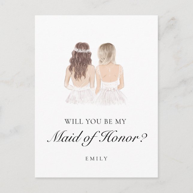 Postale Boho Besties Maid of Honor Proposition Carte posta (Devant)