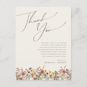 Postale Boho Fleur sauvage Beige Meadow Table Carte de rem