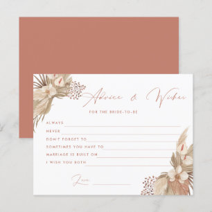 Postale Boho Terracotta Pampas Carte de conseil pour marié