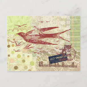 Postale Bon Boyage Thumbelina Vintage Collage Art Carte po