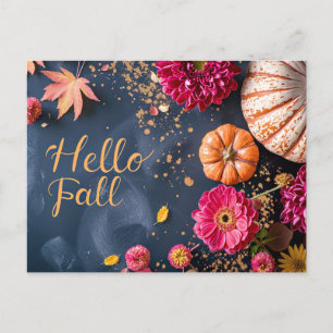 Postale Bonjour Automne carte de voeux avec fleurs