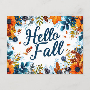 Postale Bonjour Automne carte de voeux avec fleurs