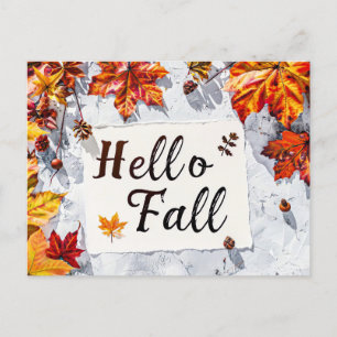Postale Bonjour Automne carte de voeux avec fleurs