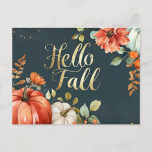 Postale Bonjour Automne carte de voeux avec fleurs