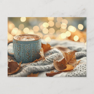 Postale Bonjour Automne carte de voeux avec tasse