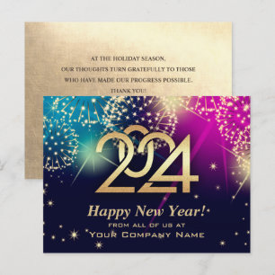 Postale Bonne année 2024. Carte d'entreprise personnalisée