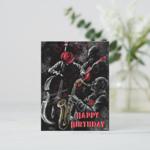 Postale Bonne carte d'anniversaire avec Jazz Music - Peint