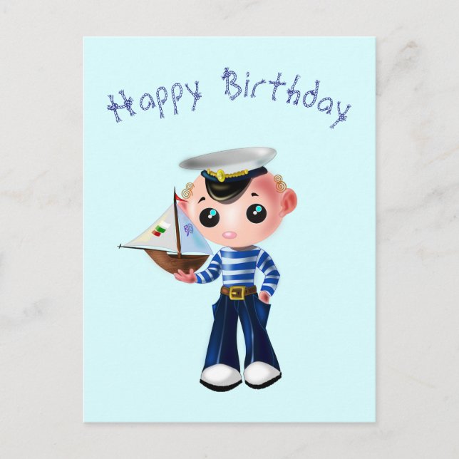 Postale Bonne carte d'anniversaire avec Petit Garçon (Devant)