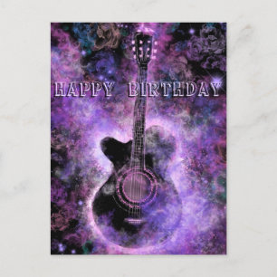 Postale Bonne carte d'anniversaire Musique guitare romanti