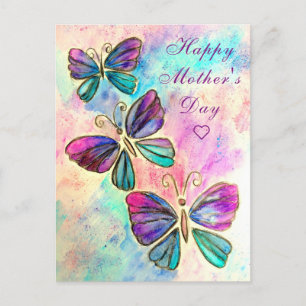 Postale Bonne carte de fête des mères avec papillons